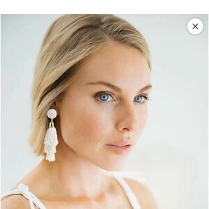 Panacea Beaded Tassel White Earrings NEW